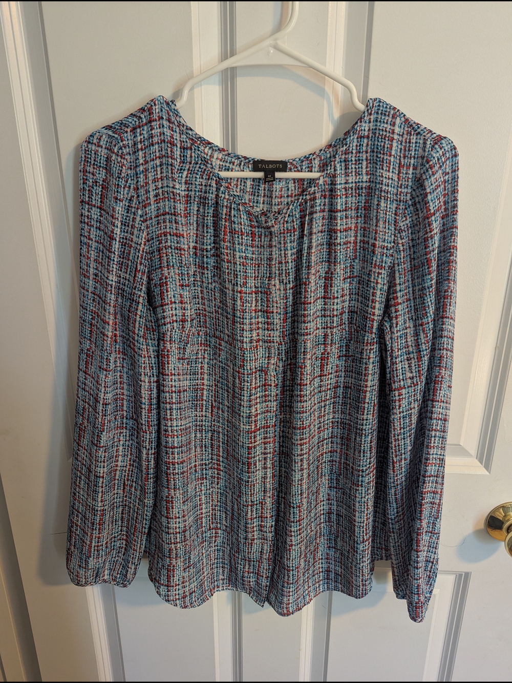 Talbots Blue Patterned Long-Sleeve Women's Top